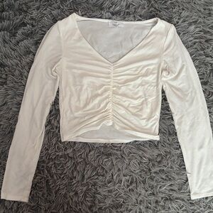 Women's Creamy White Fitted Long Sleeve Top